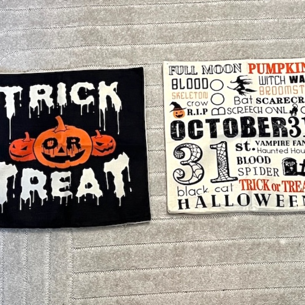 Set of 2 Halloween Zip Decorative Throw Pillow Covers - Trick or Treat Oct. 31st